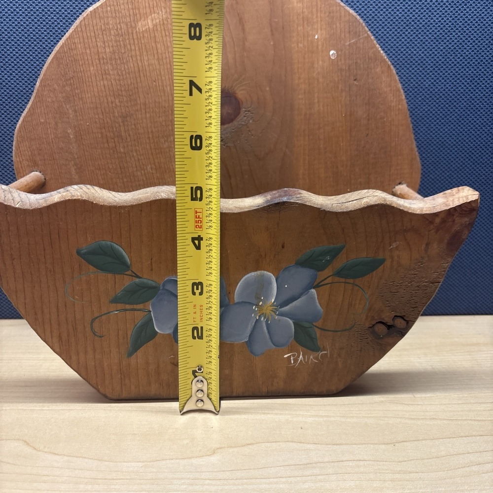 Vintage Wood China Wall Shelf Plate Rack Display Farmhouse Flower Painted. - Picture 7 of 15